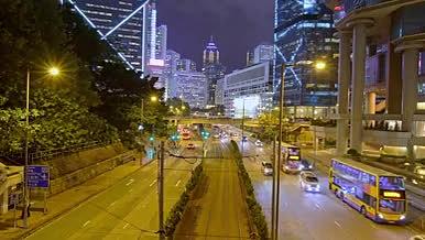 香港中环马路夜景航拍视频素材视频的预览图